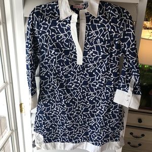 Tizzie Cotton Navy and White Shirt Dress